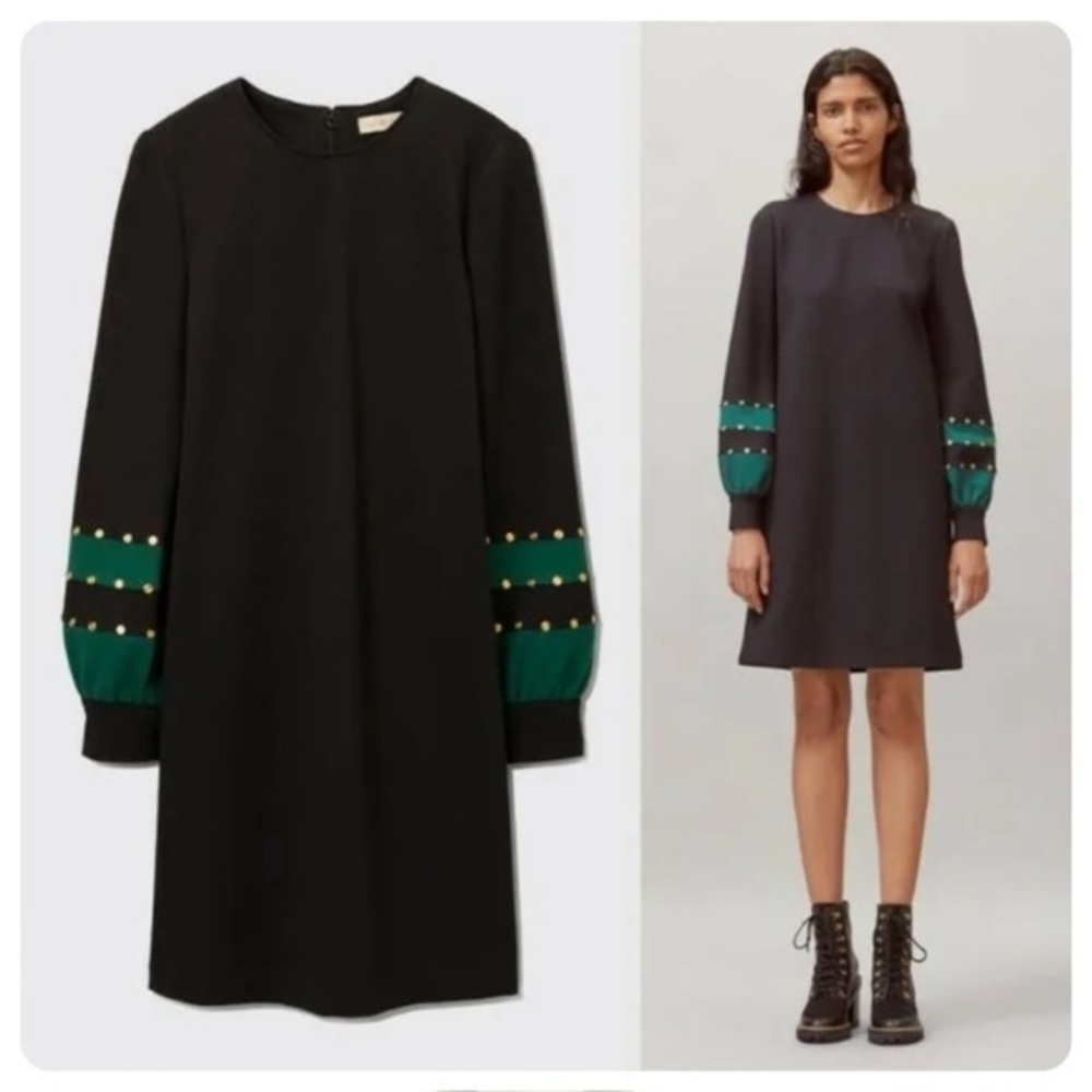 Tory Burch Ponte grommet sleeve embellished dress. Euc.